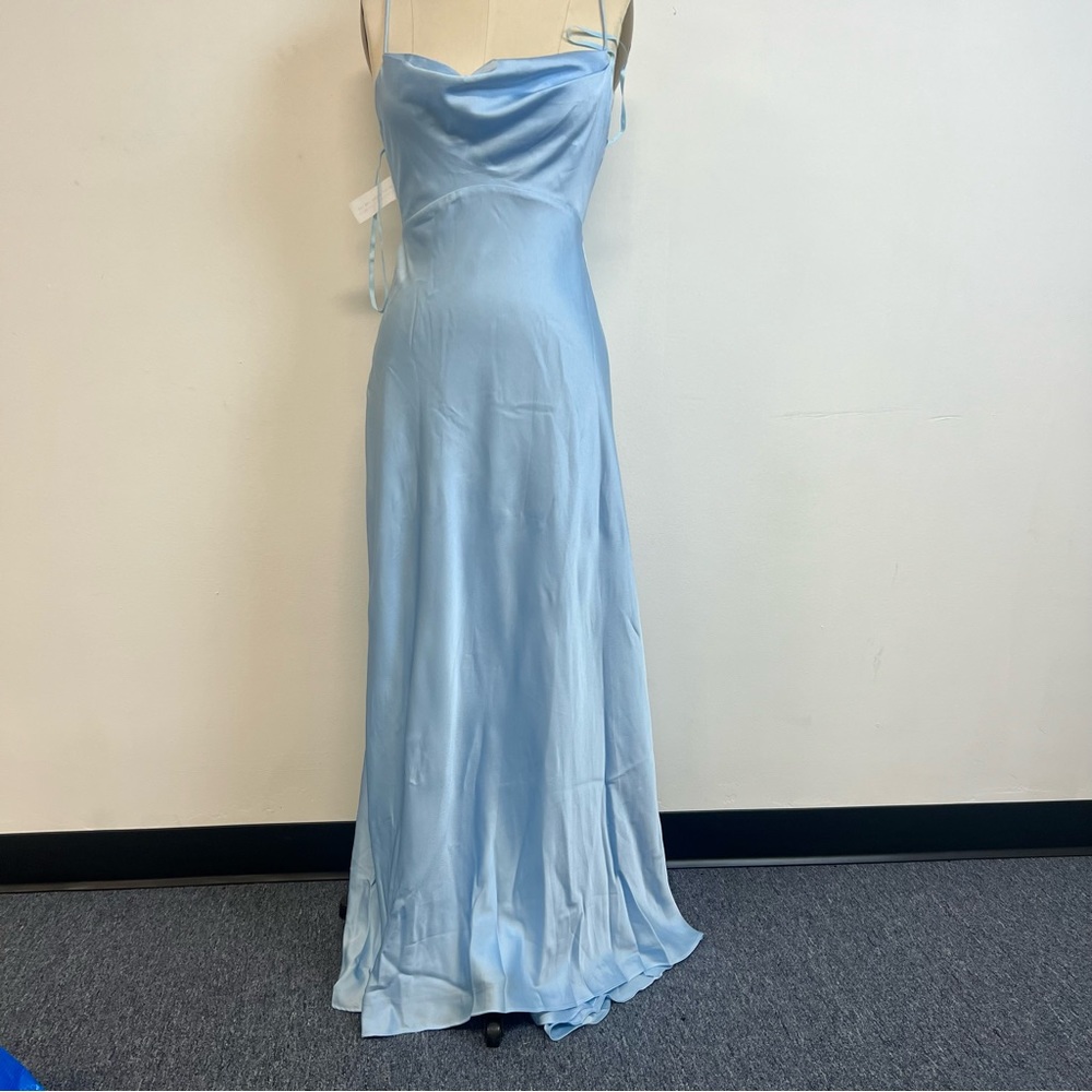 Fame and Partners Light Blue Satin Maxi Dress